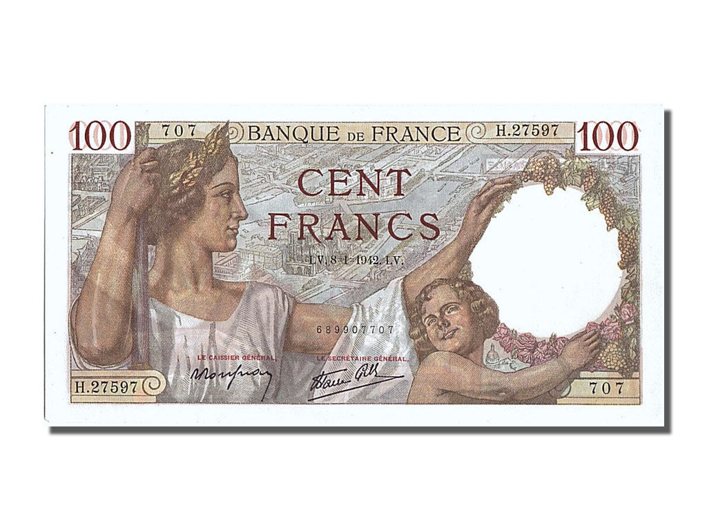 Banconote, Francia, 100 Francs, 100 F 1939-1942 ''Sully'', 1942, 1942-01-08