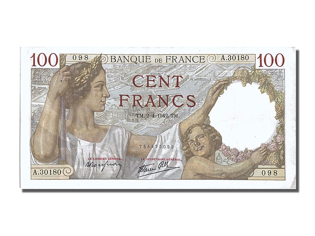 Banknote, France, 100 Francs, 100 F 1939-1942 ''Sully'', 1942, 1942-04-02