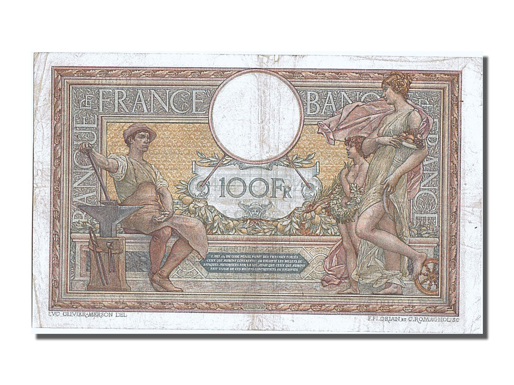 Banknote, France, 100 Francs, 100 F 1908-1939 ''Luc Olivier Merson'', 1916