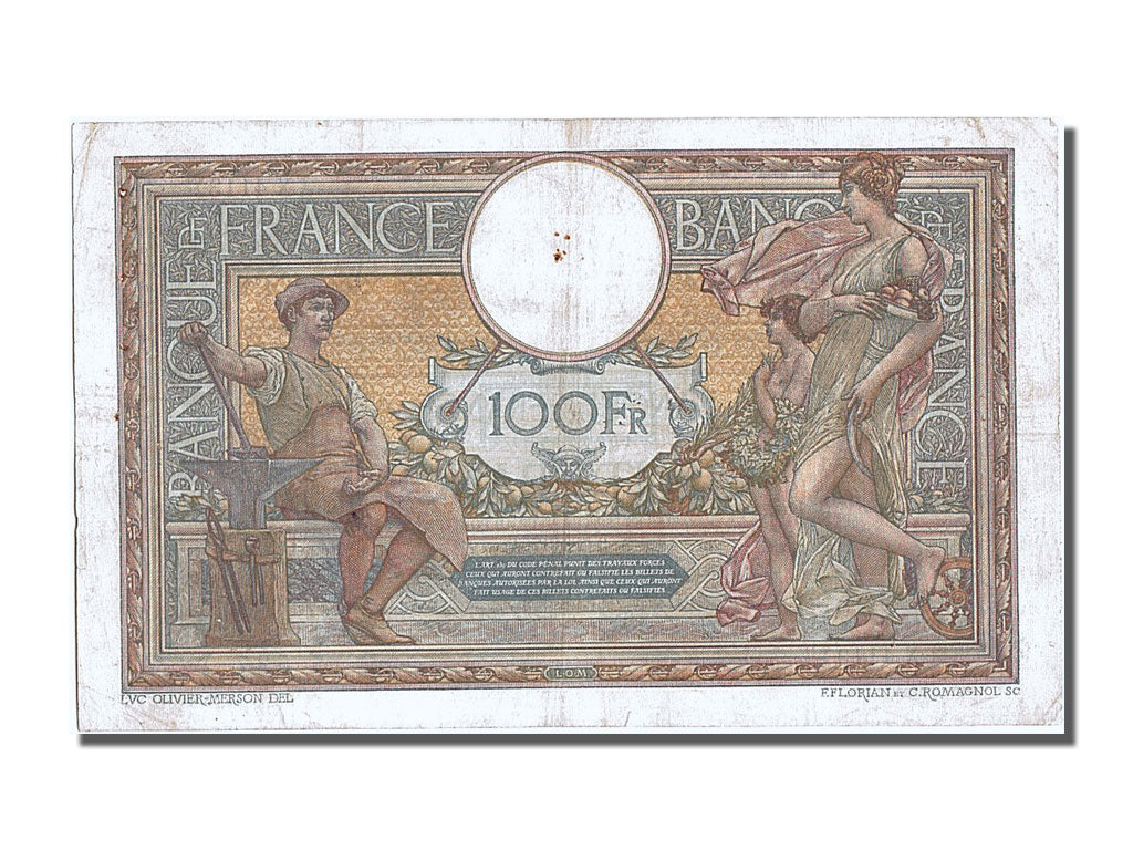 Banknote, France, 100 Francs, 100 F 1908-1939 ''Luc Olivier Merson'', 1917
