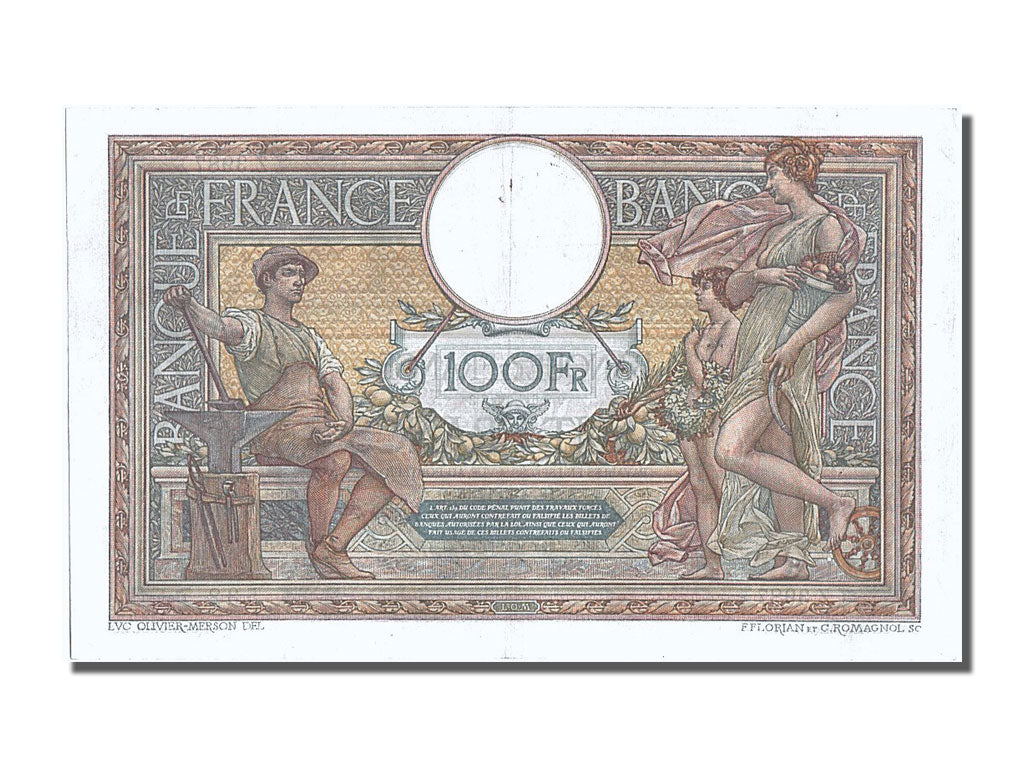 Banknote, France, 100 Francs, 100 F 1908-1939 ''Luc Olivier Merson'', 1917
