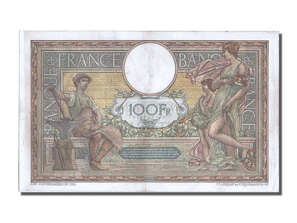 Banknote, France, 100 Francs, 100 F 1908-1939 ''Luc Olivier Merson'', 1919