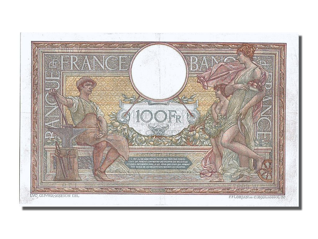 Banknote, France, 100 Francs, 100 F 1908-1939 ''Luc Olivier Merson'', 1920