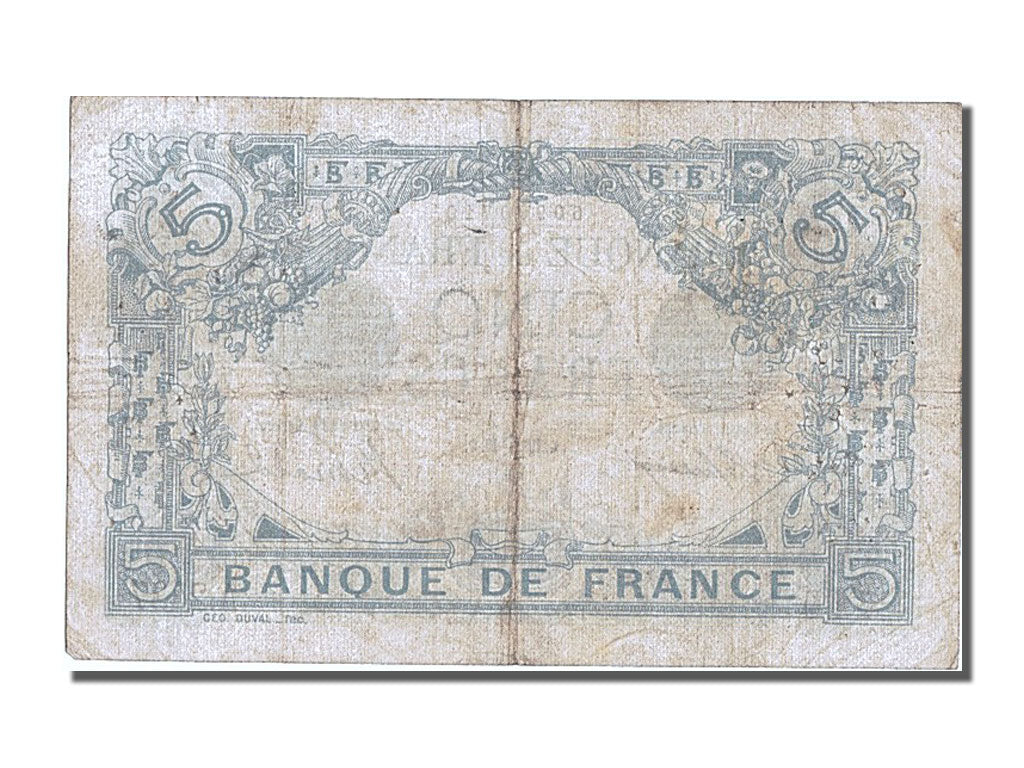 Banknote, France, 5 Francs, 5 F 1912-1917 ''Bleu'', 1913, 1913-06-19, EF(40-45)