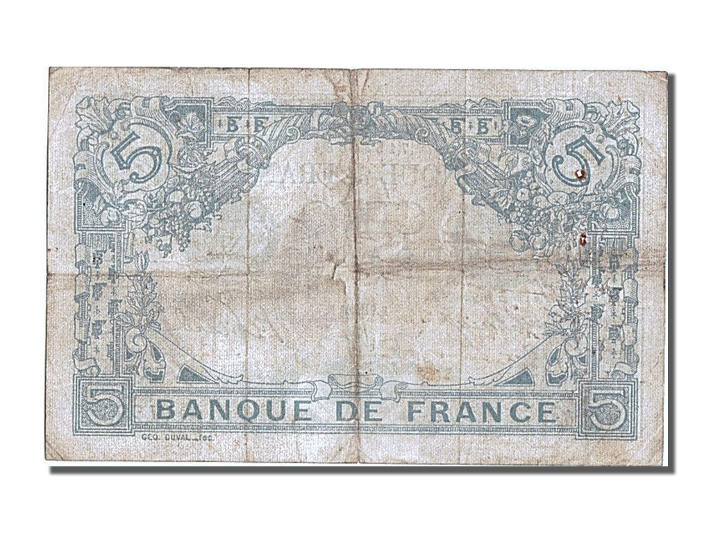 Banconote, Francia, 5 Francs, 5 F 1912-1917 ''Bleu'', 1913, 1913-08-09, MB+
