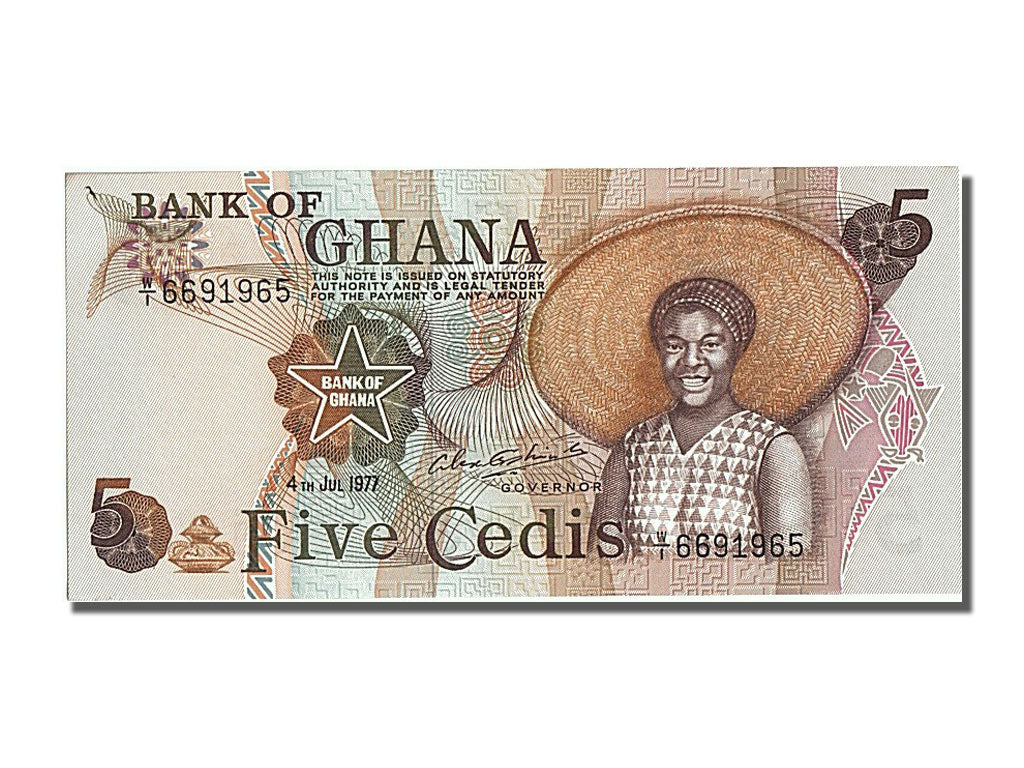 Banknot, Ghana, 5 Cedis, 1977, 1977-07-04, UNC(65-70)
