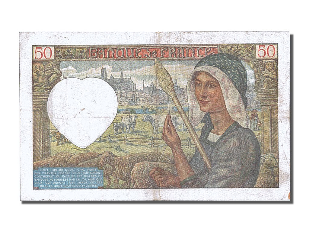 Banknot, Francja, 50 Francs, Jacques Coeur, 1941, 1941-09-11, AU(55-58)