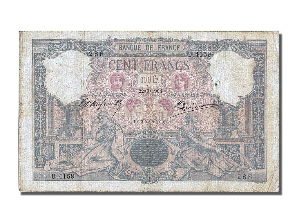 Billete, Francia, 100 Francs, 100 F 1888-1909 ''Bleu et Rose'', 1904
