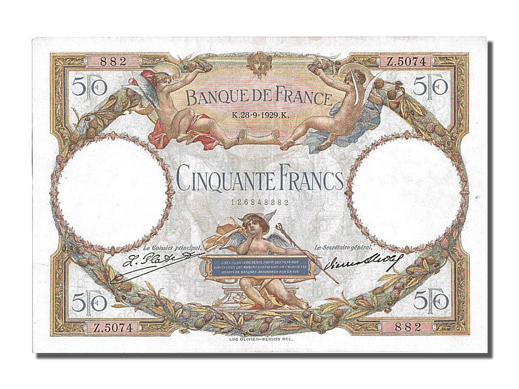 Banknote, France, 50 Francs, 50 F 1927-1934 ''Luc Olivier Merson'', 1929