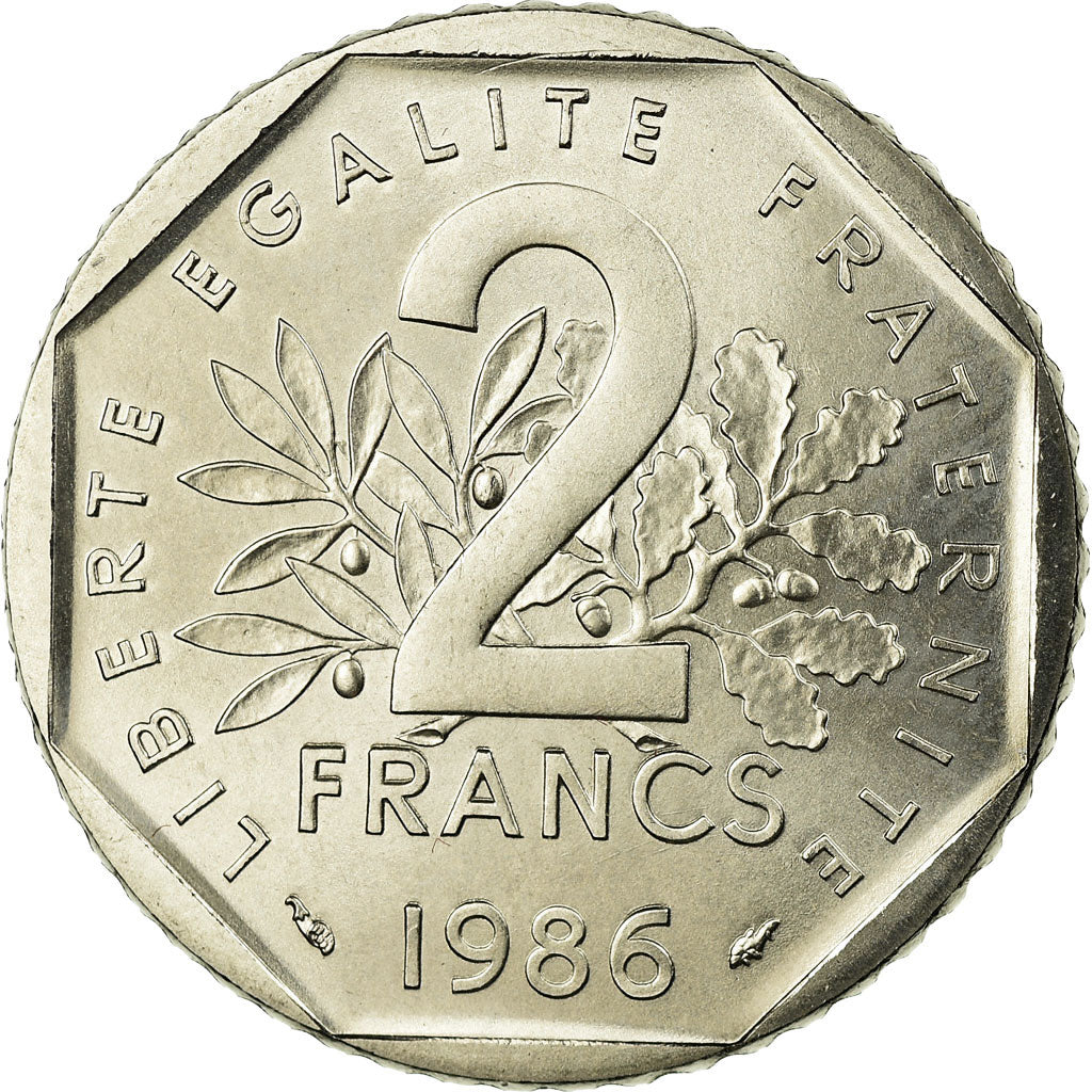 Moneda, Francia, Semeuse, 2 Francs, 1986, FDC, Níquel, Gadoury:547