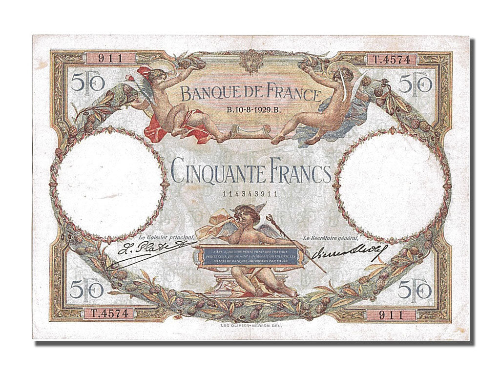 Biljet, Frankrijk, 50 Francs, 50 F 1927-1934 ''Luc Olivier Merson'', 1929