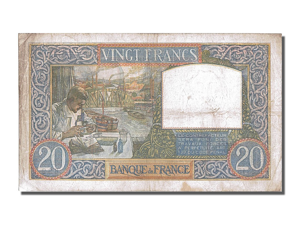 Banconote, Francia, 20 Francs, 20 F 1939-1942 ''Science et Travail'', 1941
