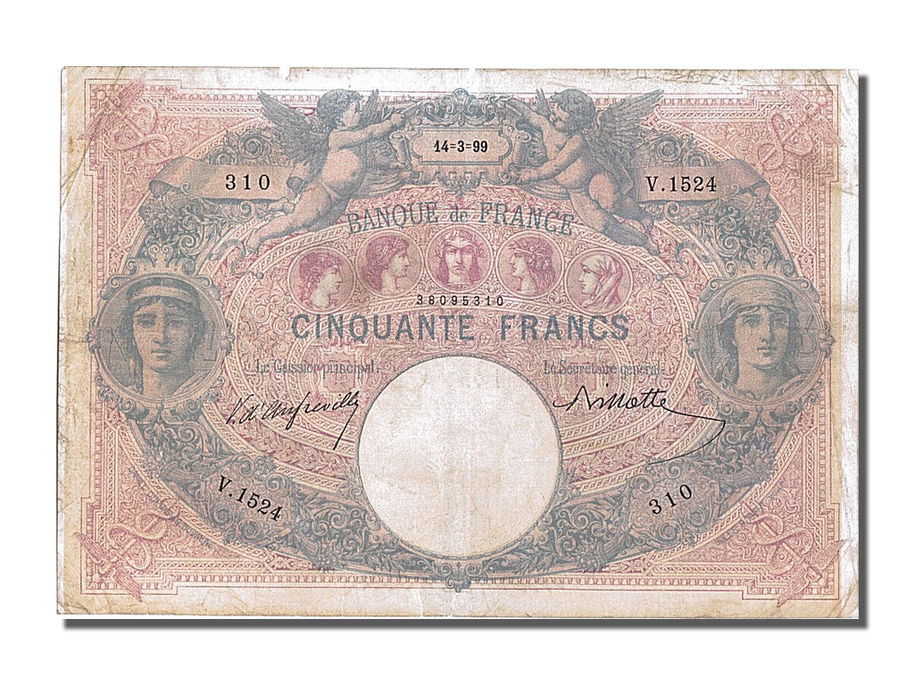 Banconote, Francia, 50 Francs, 50 F 1889-1927 ''Bleu et Rose'', 1899