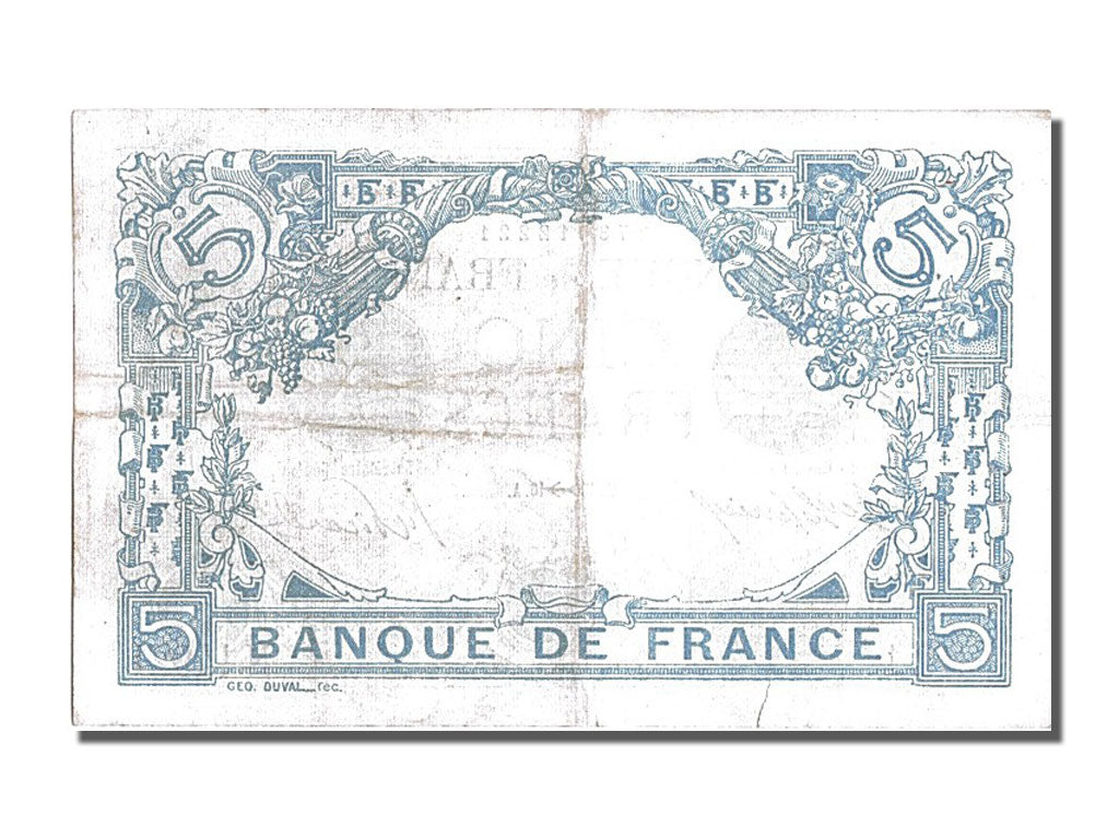 Banknote, France, 5 Francs, 5 F 1912-1917 ''Bleu'', 1916, 1916-11-15, AU(50-53)