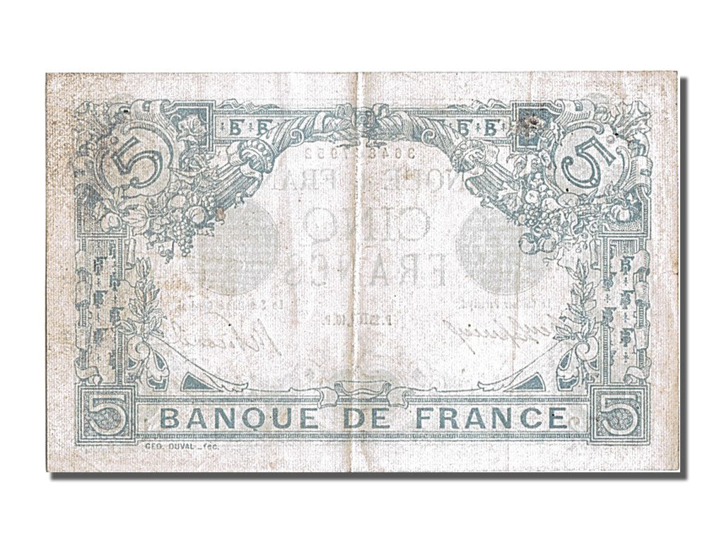 Billet, France, 5 Francs, 5 F 1912-1917 ''Bleu'', 1916, 1916-08-25, SUP