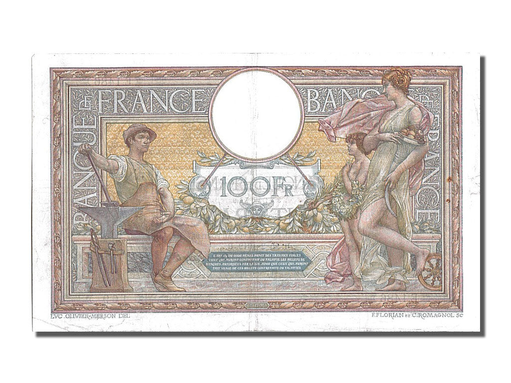 Billet, France, 100 Francs, 100 F 1908-1939 ''Luc Olivier Merson'', 1912