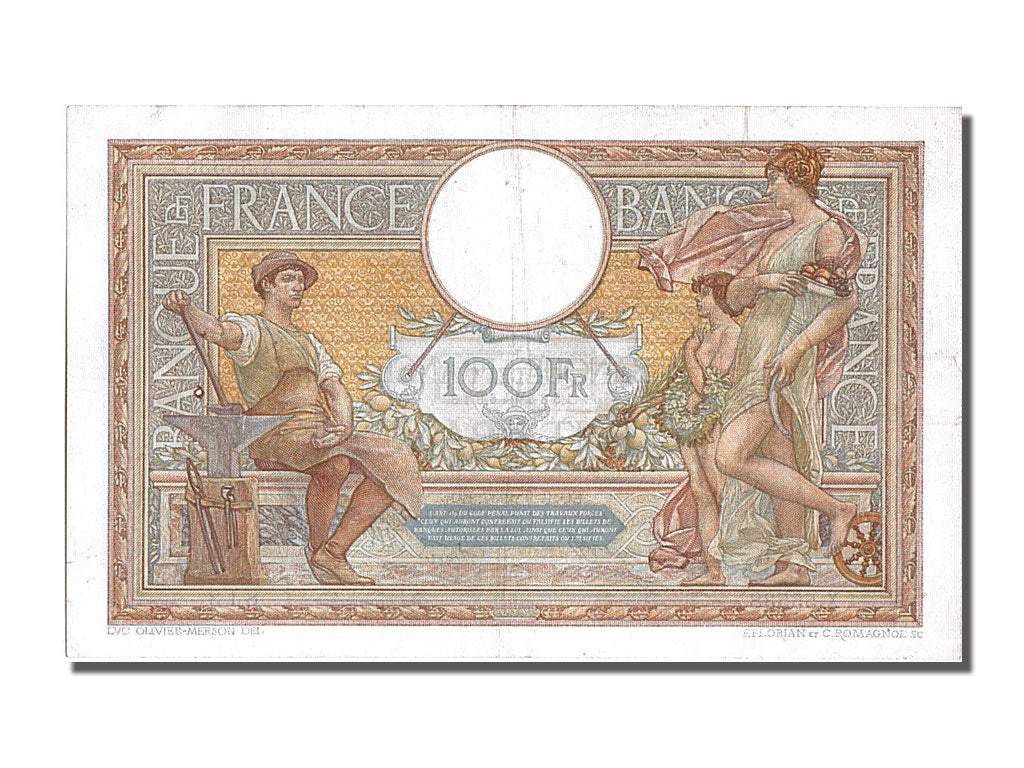 Banknote, France, 100 Francs, 100 F 1908-1939 ''Luc Olivier Merson'', 1937