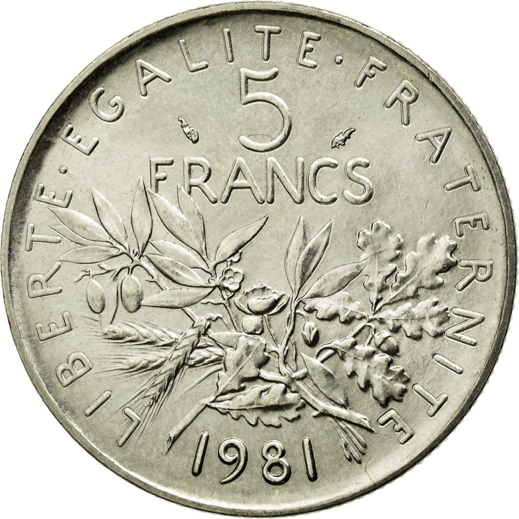 Coin, France, Semeuse, 5 Francs, 1981, MS(65-70), Nickel Clad Copper-Nickel