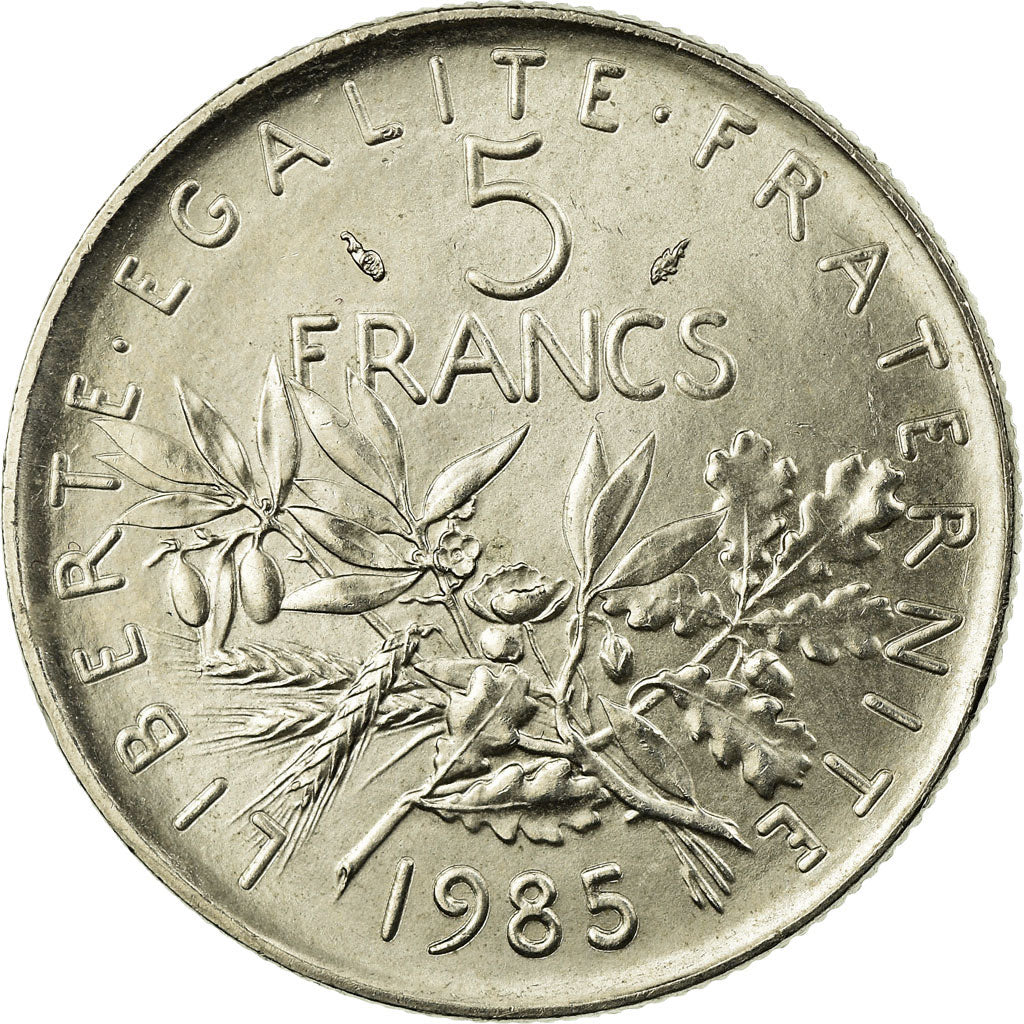 Moneda, Francia, Semeuse, 5 Francs, 1985, FDC, Níquel recubierto de cobre -