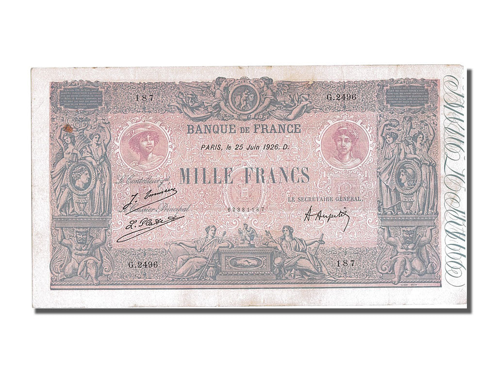 Billet, France, 1000 Francs, 1 000 F 1889-1926 ''Bleu et Rose'', 1926