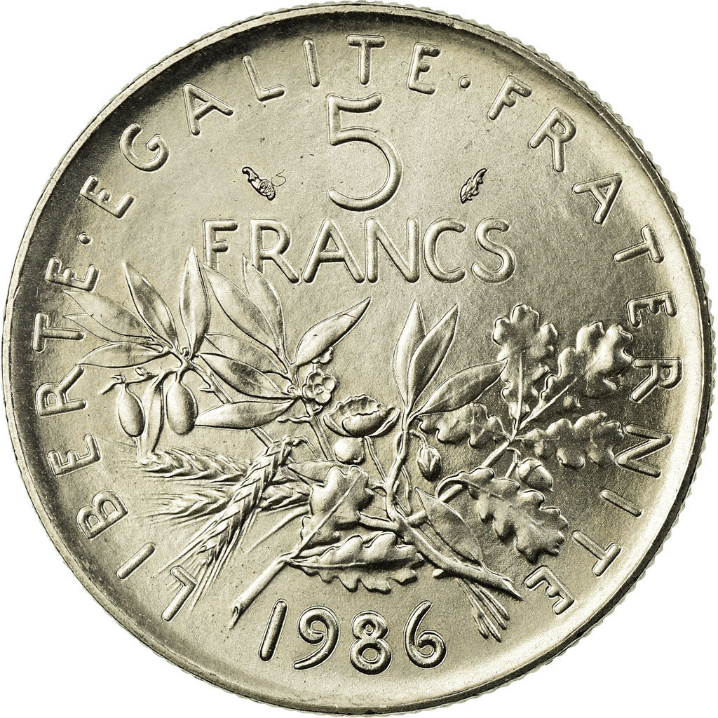 Coin, France, Semeuse, 5 Francs, 1986, MS(65-70), Nickel Clad Copper-Nickel