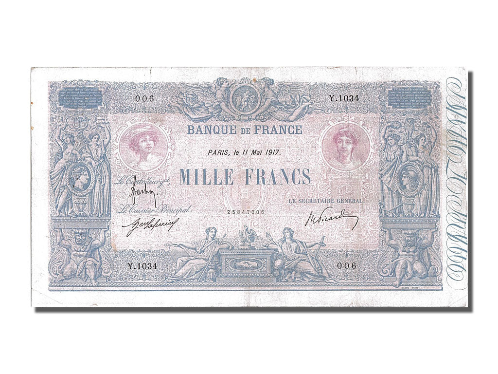 Billet, France, 1000 Francs, 1 000 F 1889-1926 ''Bleu et Rose'', 1917