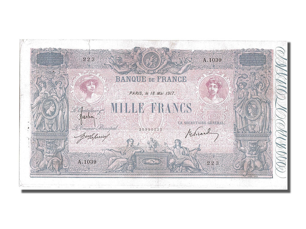 Billet, France, 1000 Francs, 1 000 F 1889-1926 ''Bleu et Rose'', 1917