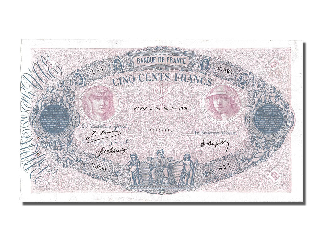 Banknote, France, 500 Francs, 500 F 1888-1940 ''Bleu et Rose'', 1921