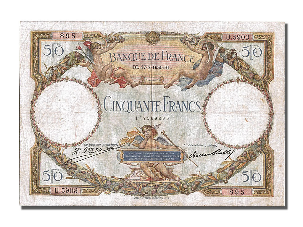 Biljet, Frankrijk, 50 Francs, 50 F 1927-1934 ''Luc Olivier Merson'', 1930