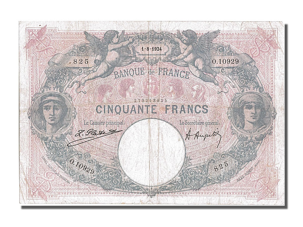 Billete, Francia, 50 Francs, 50 F 1889-1927 ''Bleu et Rose'', 1924, 1924-08-01