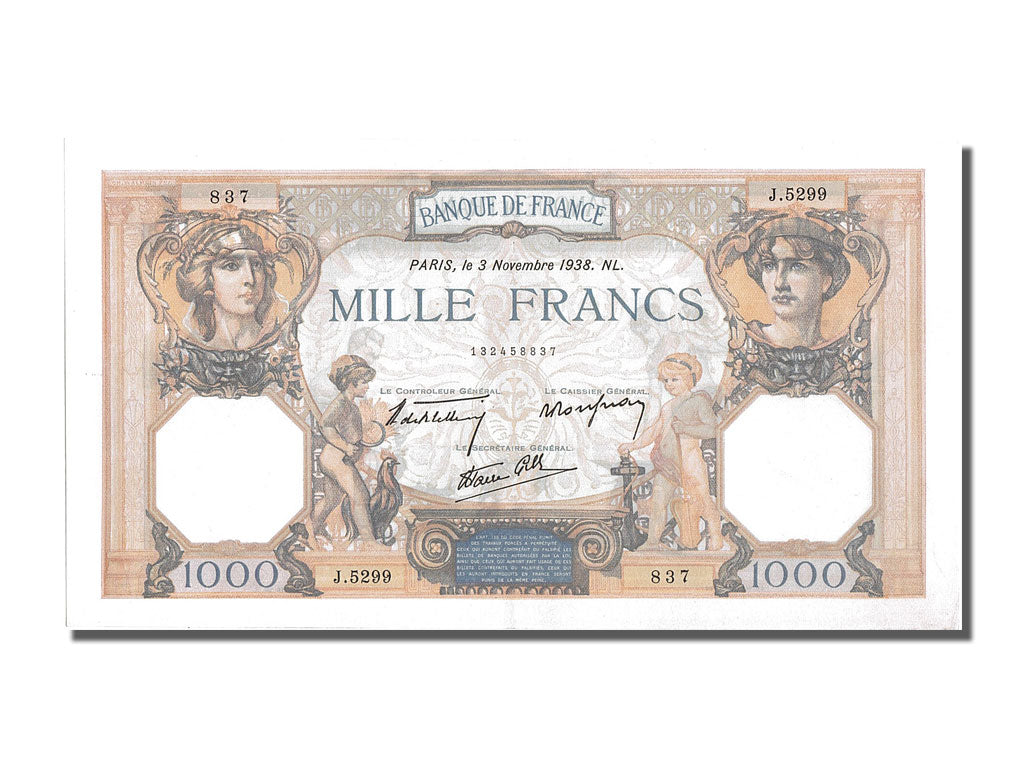 Billet, France, 500 Francs, 1 000 F 1927-1940 ''Cérès et Mercure'', 1939