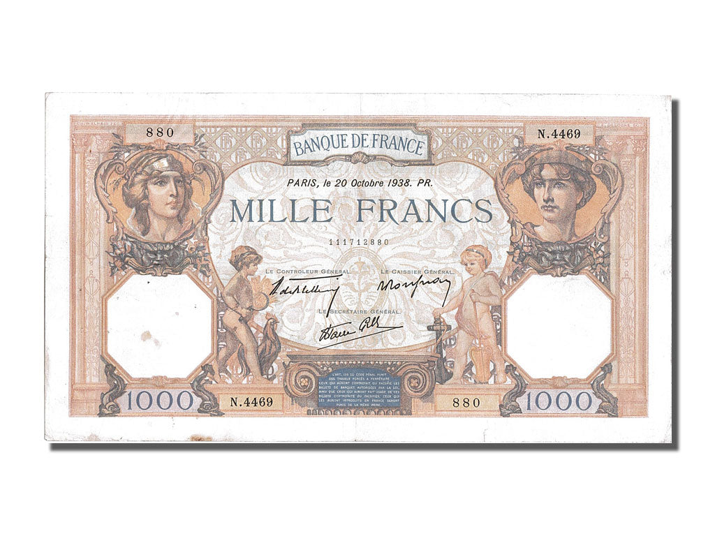 Banknot, Francja, 500 Francs, Cérès et Mercure, 1938, 1938-10-20, EF(40-45)