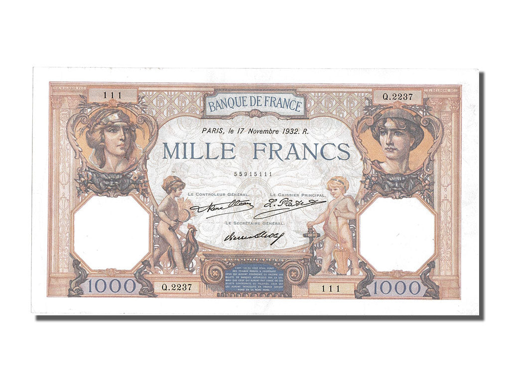 Banknote, France, 1000 Francs, 1 000 F 1927-1940 ''Cérès et Mercure'', 1932