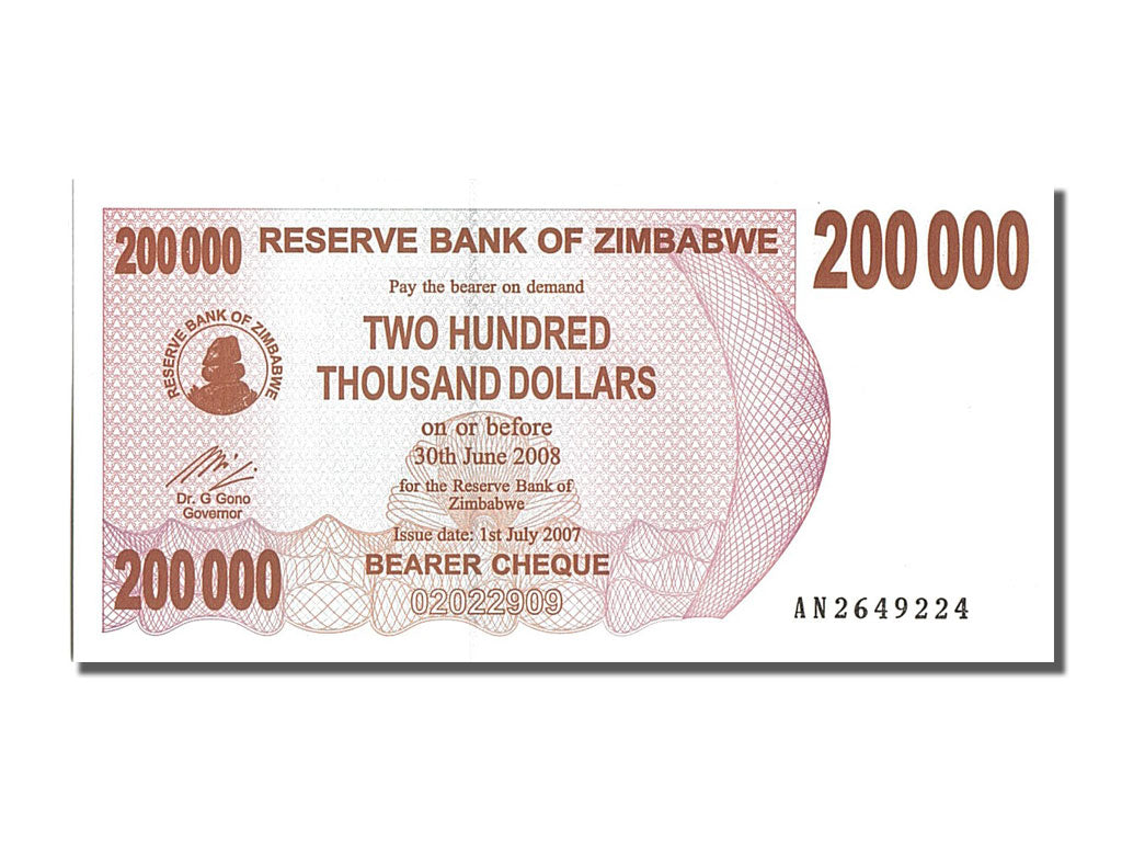 Banknote, Zimbabwe, 200,000 Dollars, 2007, 2007-07-01, UNC(65-70)