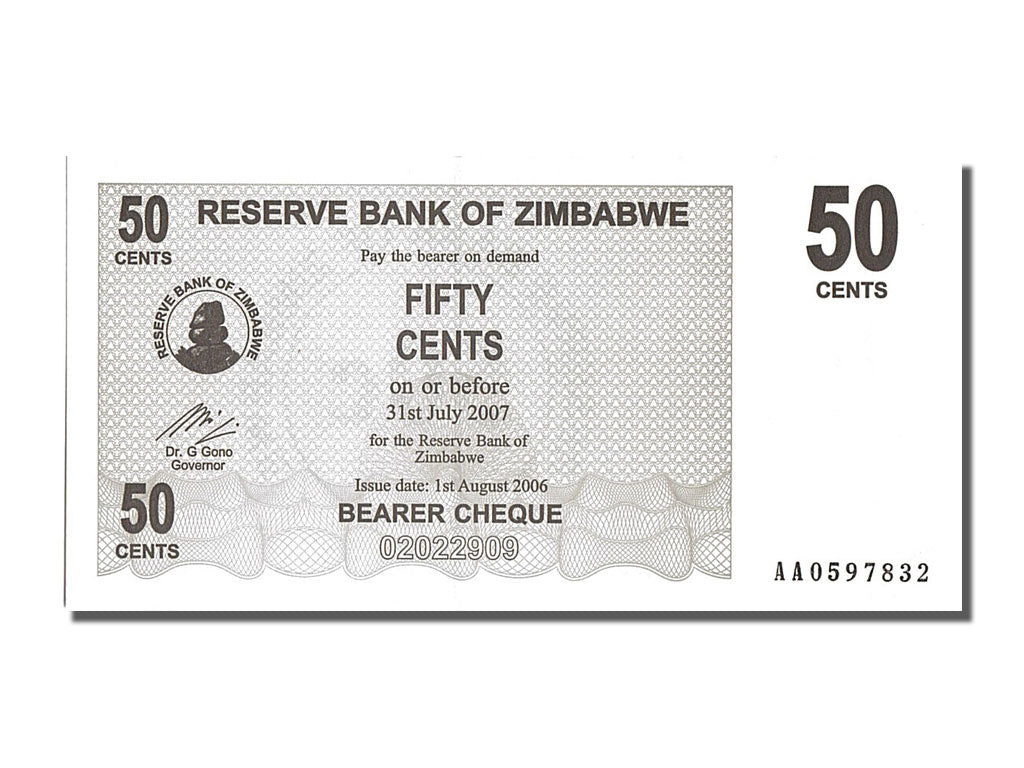 Banknote, Zimbabwe, 50 Cents, 2000, 2006-08-01, UNC(65-70)