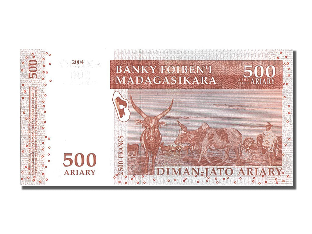 Banknote, Madagascar, 500 Ariary, 2004, UNC(65-70)