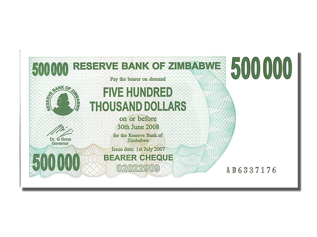 Banknote, Zimbabwe, 500,000 Dollars, 2007, 2007-07-01, UNC(65-70)