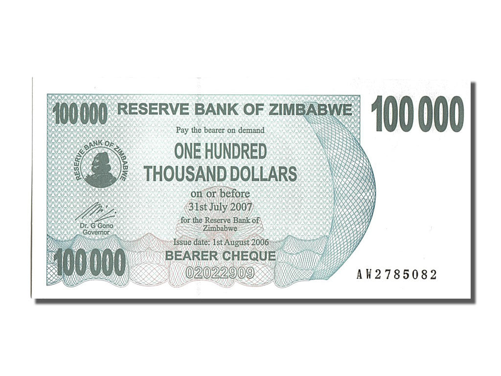Banknote, Zimbabwe, 100,000 Dollars, 2006, 2006-08-01, UNC(65-70)