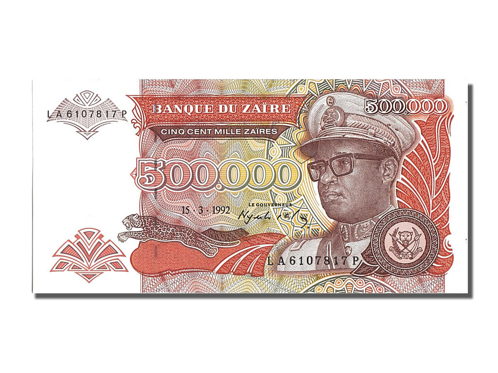 Banknote, Zaire, 500,000 Zaïres, 1992, 1992-03-15, UNC(65-70)