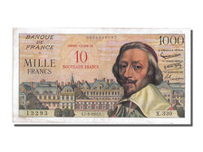 Geldschein, Frankreich, 10 Nouveaux Francs on 1000 Francs, 1955-1959 Overprinted