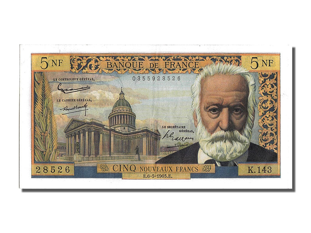 Banknote, France, 5 Nouveaux Francs, 1955-1959 Overprinted with ''Nouveaux