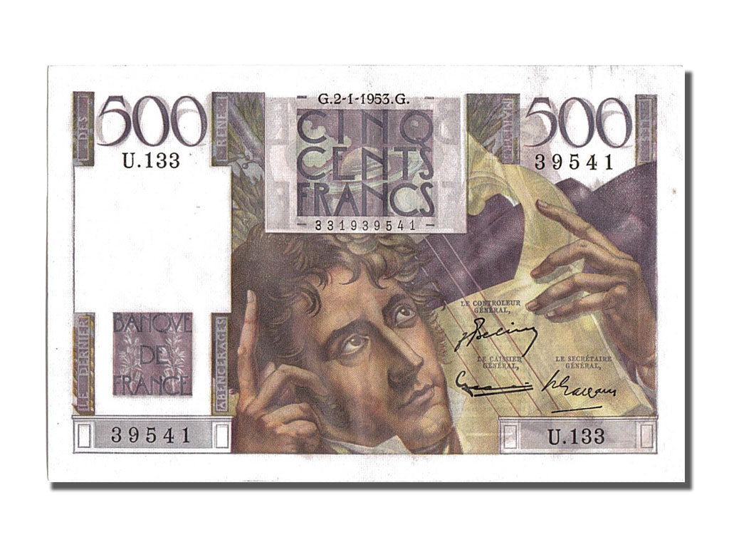 Geldschein, Frankreich, 500 Francs, 500 F 1945-1953 ''Chateaubriand'', 1953