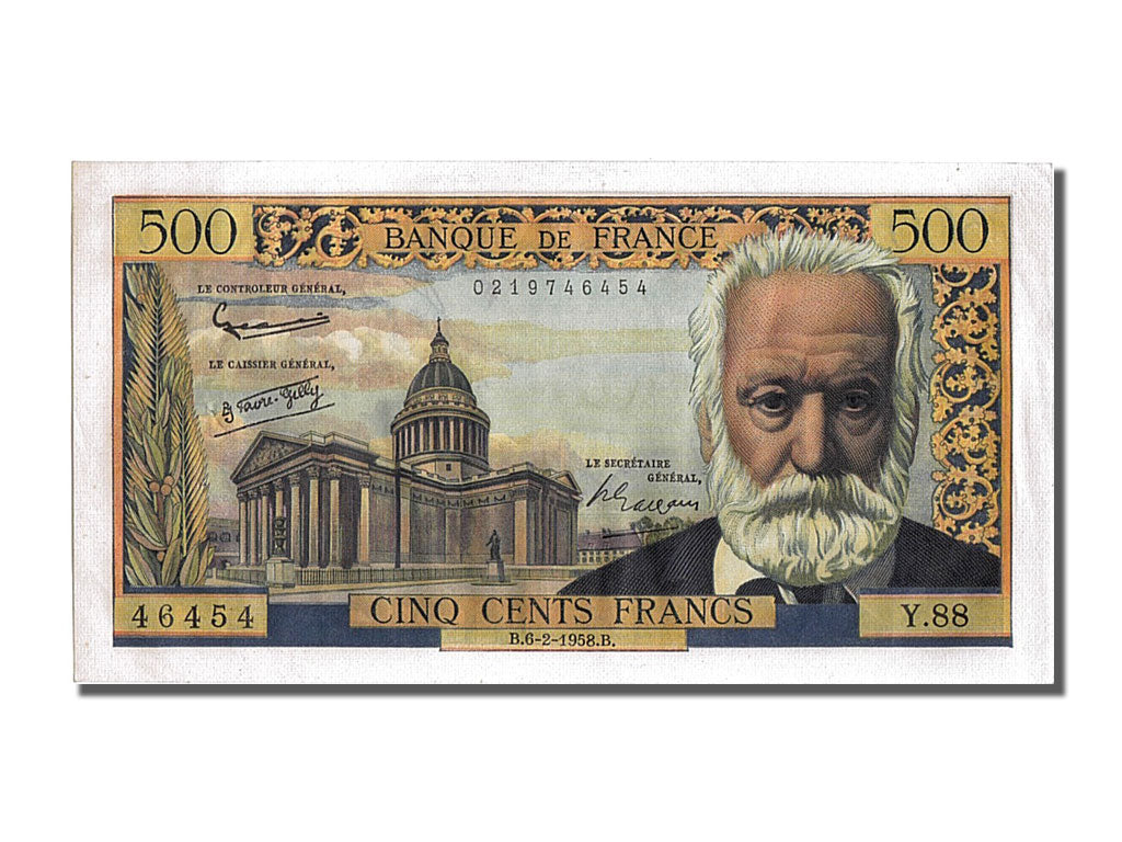 Banknot, Francja, 500 Francs, Victor Hugo, 1958, 1958-02-06, UNC(63)
