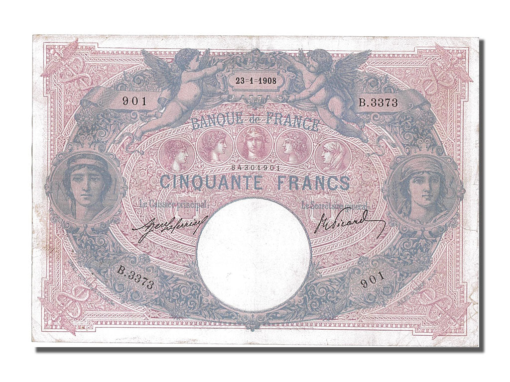 Banconote, Francia, 50 Francs, 50 F 1889-1927 ''Bleu et Rose'', 1908