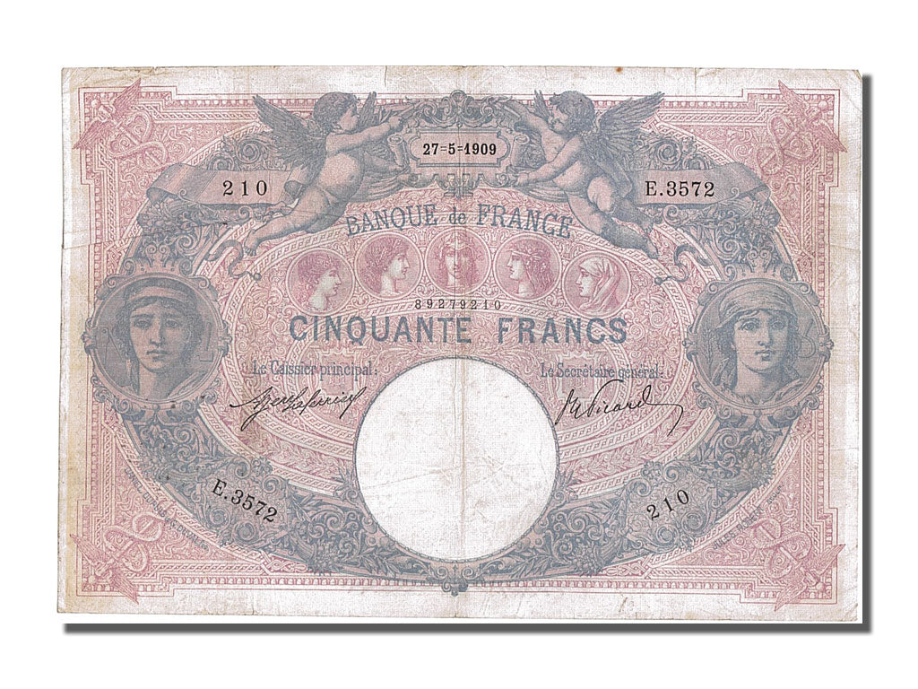 Banknot, Francja, 50 Francs, Bleu et Rose, 1909, 1909-05-27, EF(40-45)