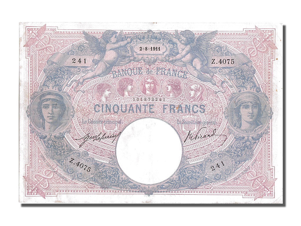 Banconote, Francia, 50 Francs, 50 F 1889-1927 ''Bleu et Rose'', 1911