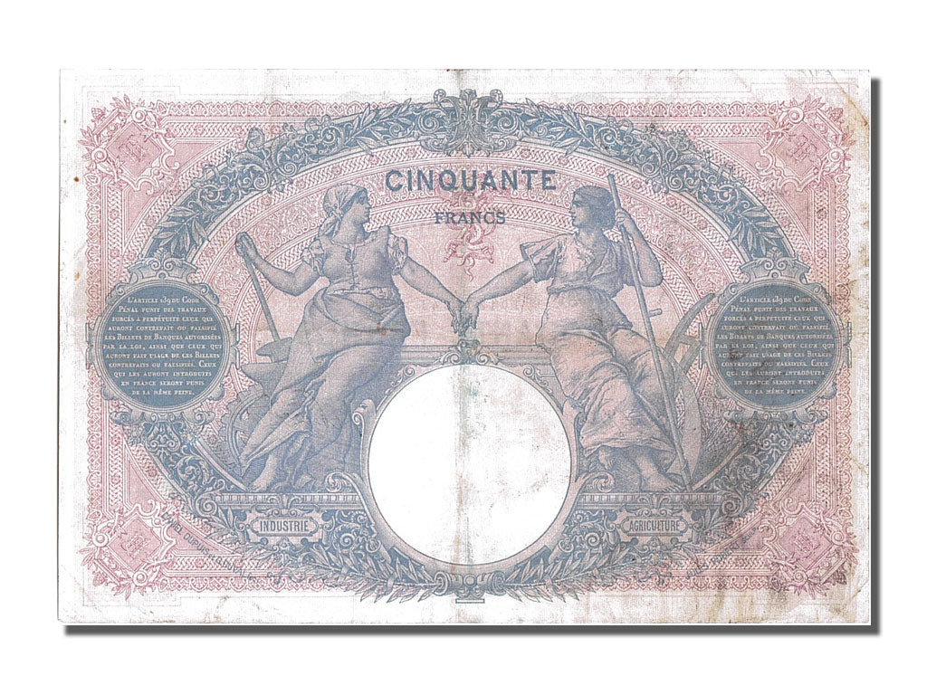 Banconote, Francia, 50 Francs, 50 F 1889-1927 ''Bleu et Rose'', 1911