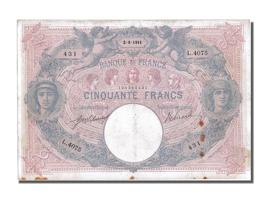 Banconote, Francia, 50 Francs, 50 F 1889-1927 ''Bleu et Rose'', 1911