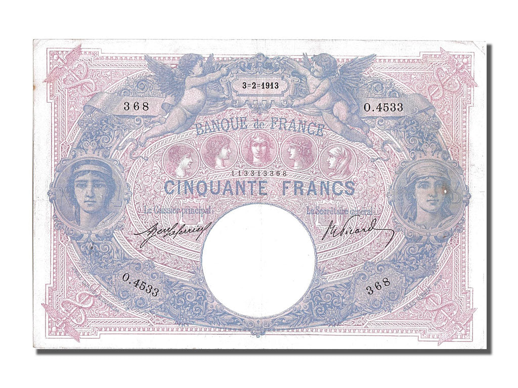 Banconote, Francia, 50 Francs, 50 F 1889-1927 ''Bleu et Rose'', 1913