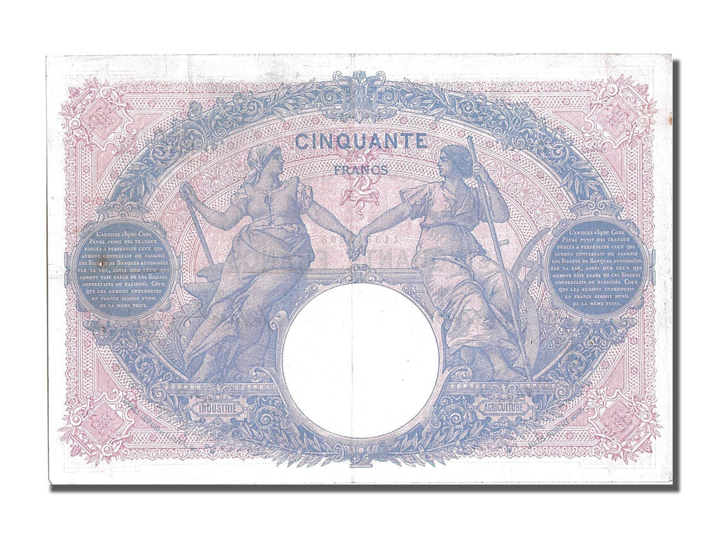 Banconote, Francia, 50 Francs, 50 F 1889-1927 ''Bleu et Rose'', 1913